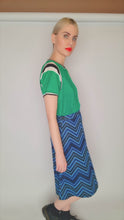 Load and play video in Gallery viewer, 70s Shades of Blue Zigzag A-Line Skirt
