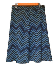 Load image into Gallery viewer, 70s Shades of Blue Zigzag A-Line Skirt
