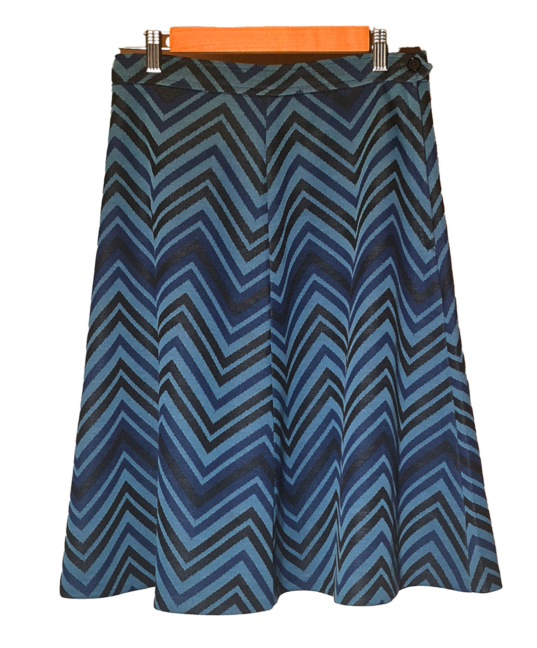 70s Shades of Blue Zigzag A-Line Skirt