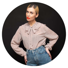 Load image into Gallery viewer, 70s Earth Toned Ruffle Neck Blouse
